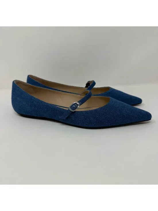 New Stuart Weitzman Emilia Mary Jane Ballerina Flats Denim Sz 8 - Picture 2 of 14